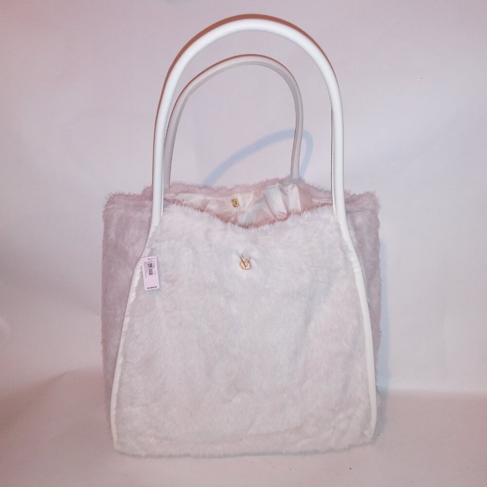 Victoria’s Secret Fuzzy Cream Tote Bag • NWT